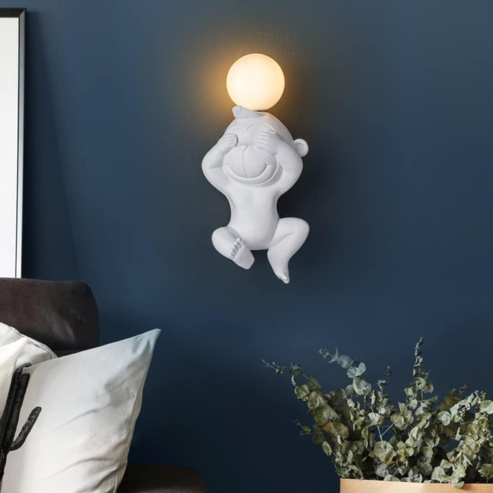 Resin Monkey Bear Wall Lamp Wall Art Decor Astronaut Wall Lamps