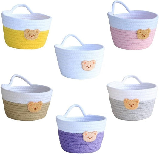 Handmade Bright-colored Storage Basket Multi-use Delicate Cotton Rope Sundries Basket for Home