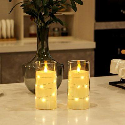 5pcs Acrylic flameless LED candles with string light