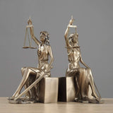 Lady Scales of Justice Statue,Roman Goddess Bookends Resin Figurine Great for Lawyer Attorney Judge Sculpture,Bronze Finish-Golden 11x13.5x26cm Gift