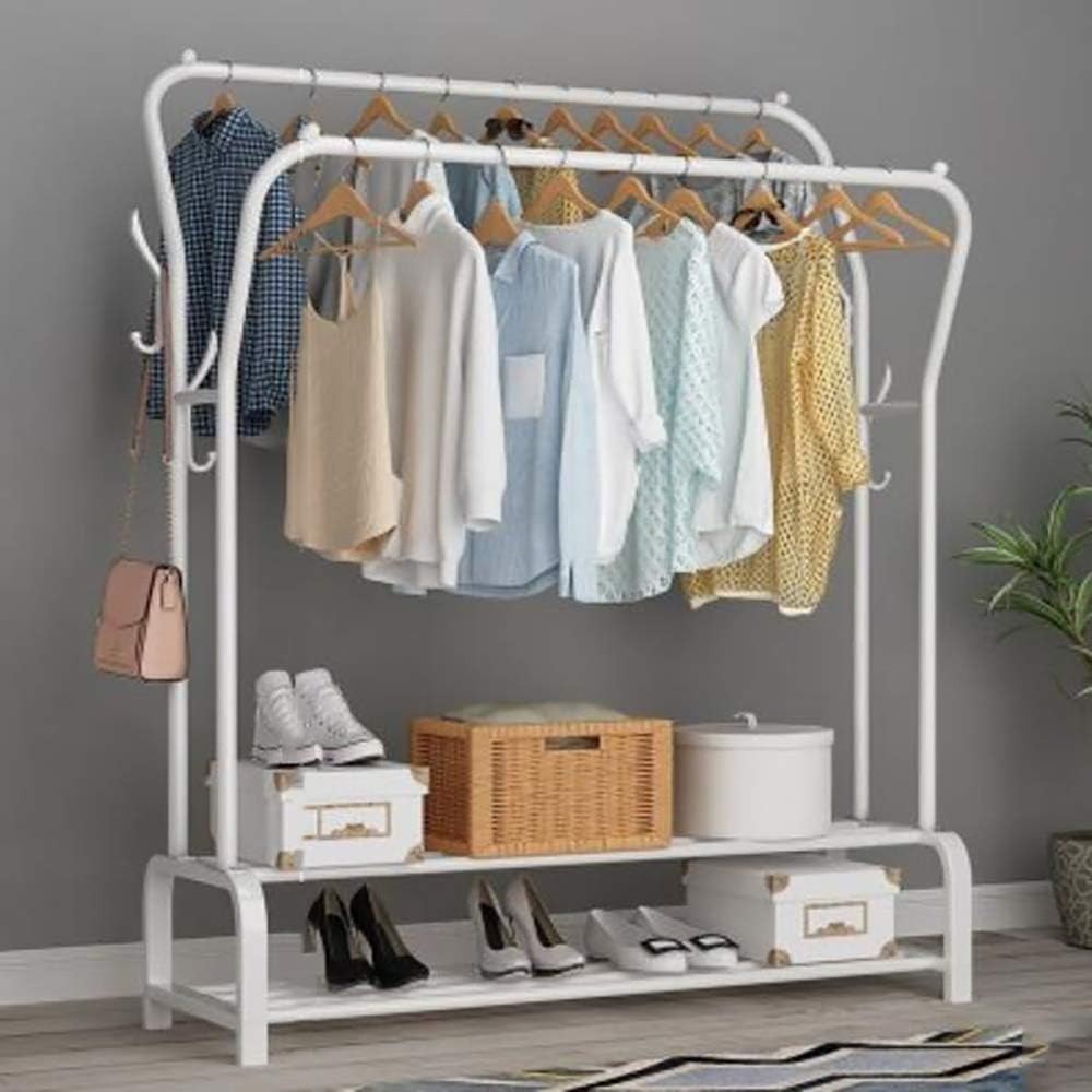 Movable Clothing Rack with Wheels Double Rails – Homelux Kenya