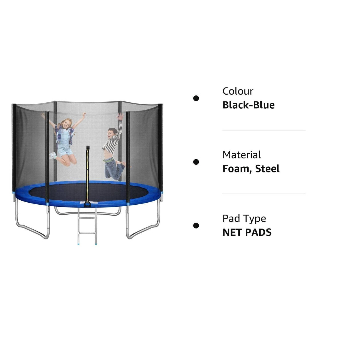 Trampoline 10FT Kids Trampoline with Safety Enclosure with Netting and Ladder Edge Cover Jumping Mat