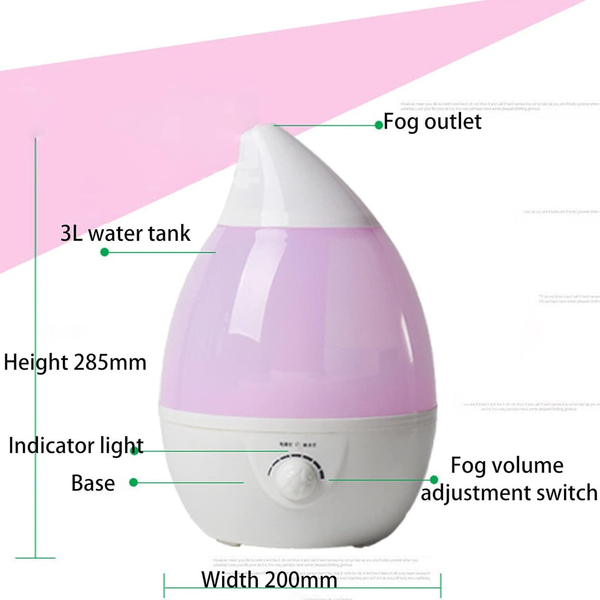 Essential Oil Diffuser, Ultrasonic Humidifier 2.6l Ultrasonic Aroma Air Humidifier