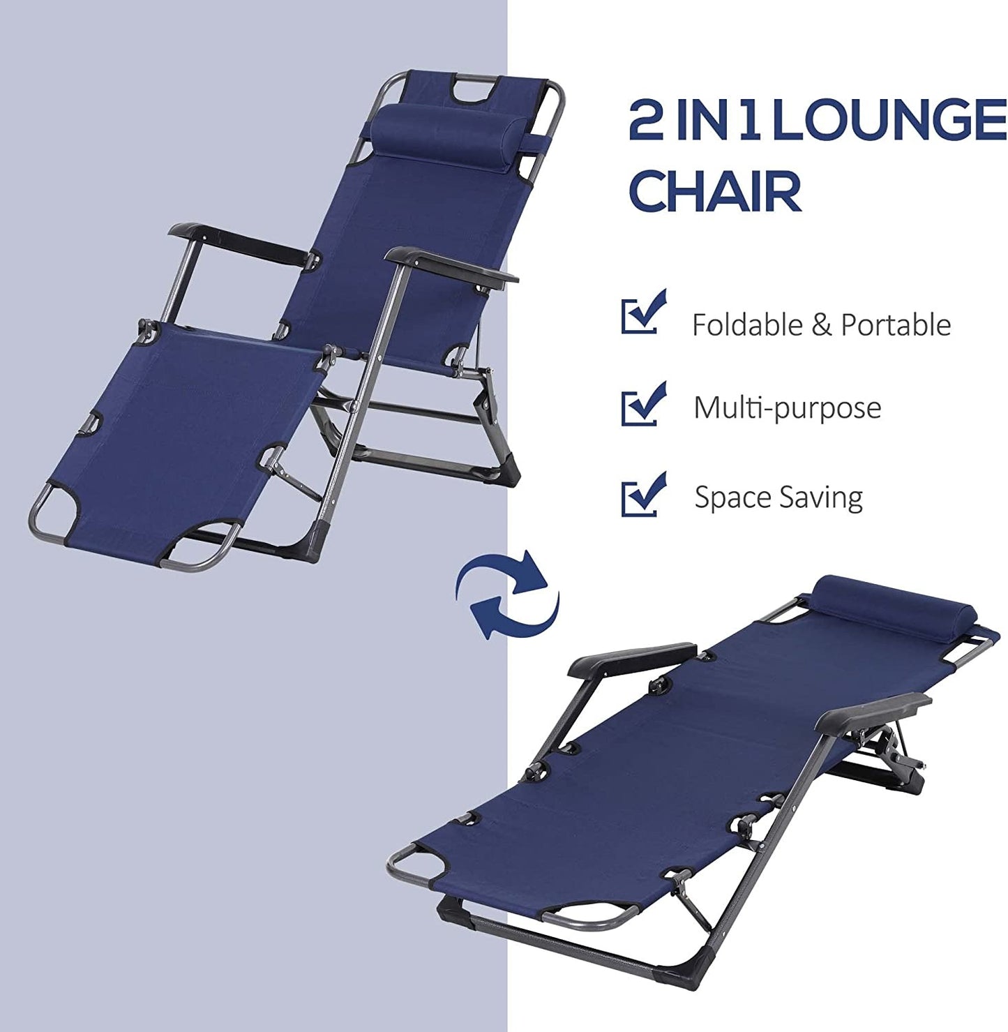 2-in-1 Beach Lounge Chair & Camping Chair