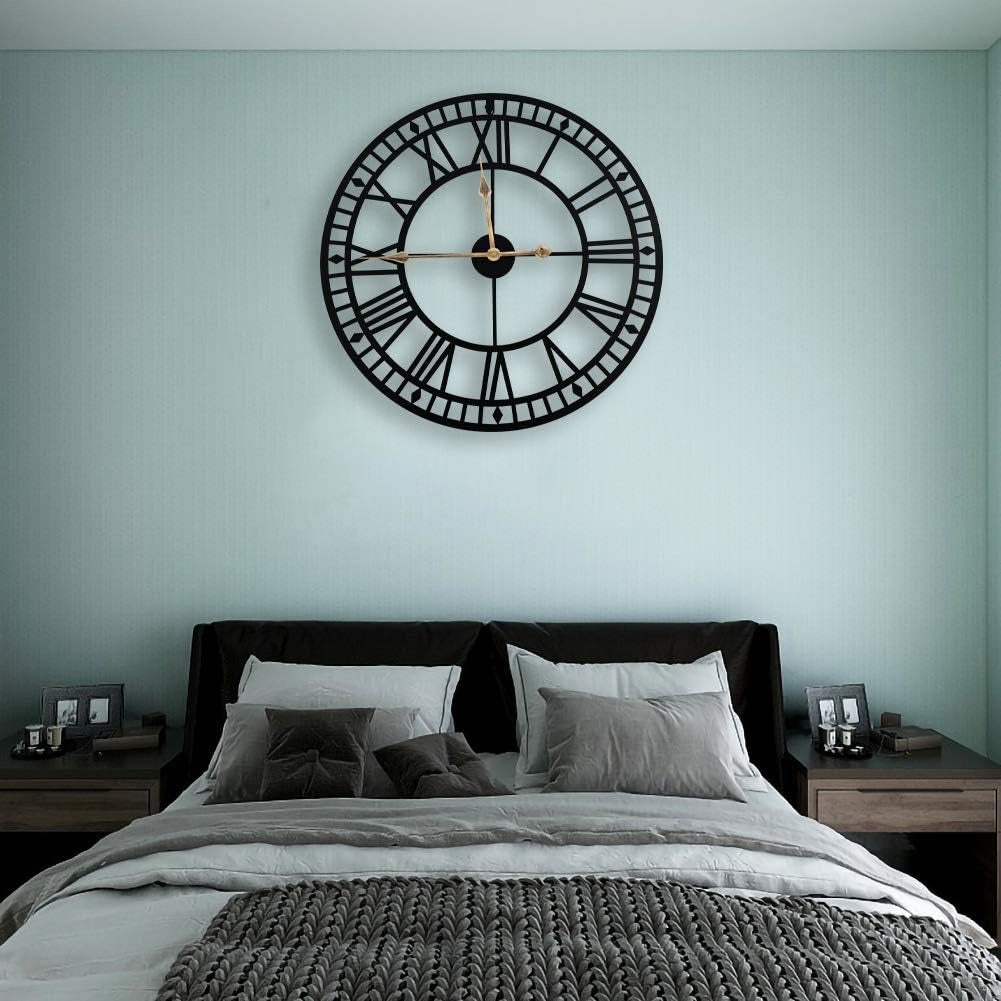 Large Modern Metal Wall Clock Roman Numerals Clocks for Living Room Bedroom Kitchen Wall Decor 60cm