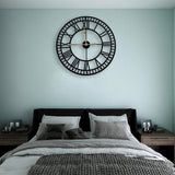 Large Modern Metal Wall Clock Roman Numerals Clocks for Living Room Bedroom Kitchen Wall Decor 60cm