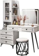 Vanity Desk White Vanity Desk Vanity Set with Makeup Stool Dressing Table with LED Light