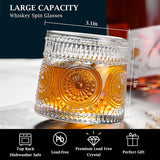 Crystal Dancing Revoving Whiskey Glasses 6pcs- 310 ml Bar Glass for Drinking Bourbon, Whisky, Scotch, Cocktails, Cognac- Old Fashioned Cocktail Tumblers