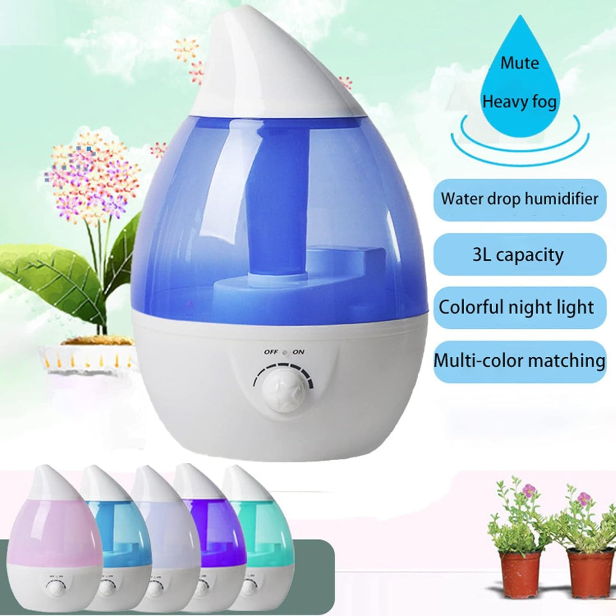 Essential Oil Diffuser, Ultrasonic Humidifier 2.6l Ultrasonic Aroma Air Humidifier