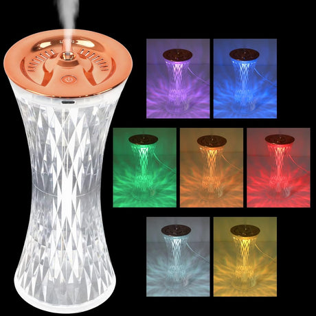 7-Color Changing Crystal Diamond Table Lamp with Humidifiers