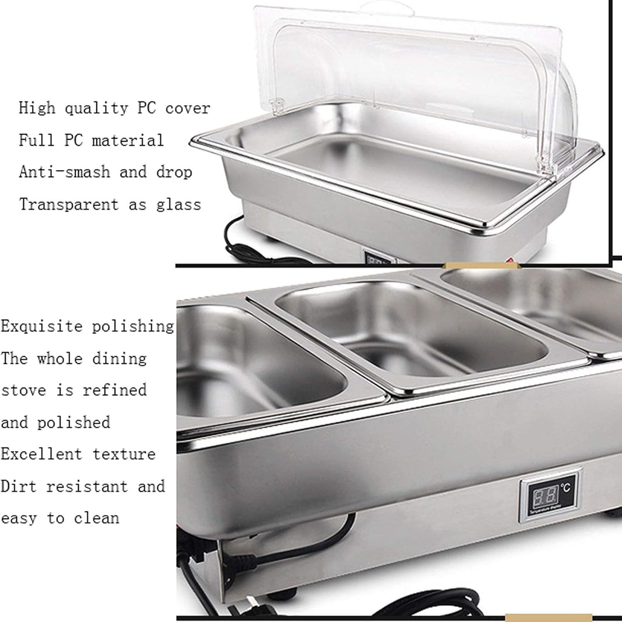 Buffet Warming Tray Chafing Dish High Grade Stainless Steel Chafer Complete Set Buffet Warmer Electric Heating