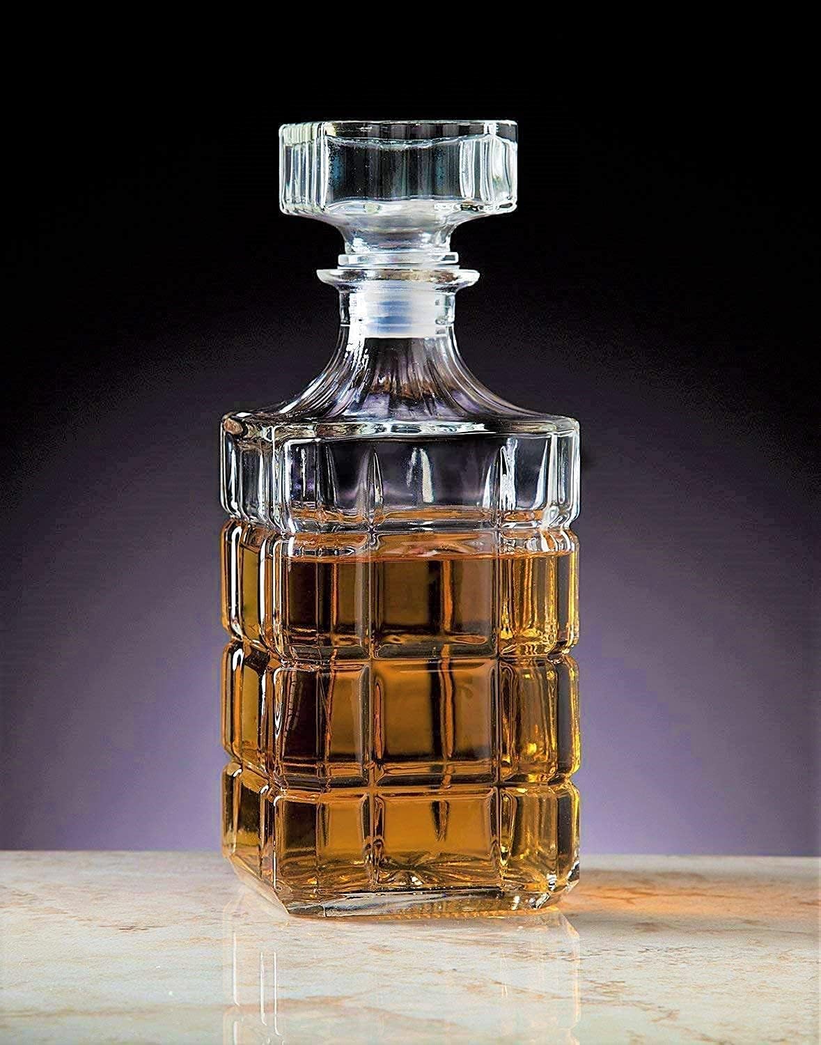 1L Thick glass whisky bottle with air tight Tot cork