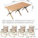 Folding Camping Picnic Table With Four Chairs, 120*60Cm, Camping Table Easy To Trap, Aluminum Roll Up Outdoor Camping Table, Portable Camping Table Travel.