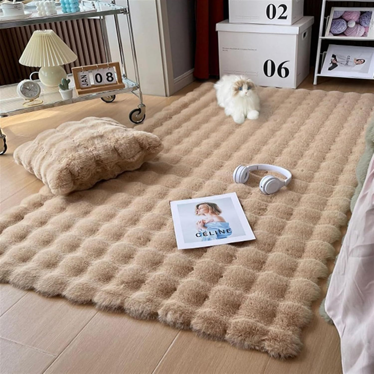 Faux Rabbit Fur Rug Carpet,  4x6 FT Fluffy Soft Area Rug