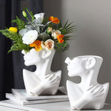 Ceramics Vase Human Head Abstract Half Body Flower vase Flower Arrangement Human Face Modern Home Decoration