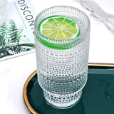 Vintage Tall Drinking Glasses Set of 6,Hobnail Highball Glasses,Romantic Embossed Cocktail Glasses Glass Coffee Glassware Set for Water,Juice,Soda