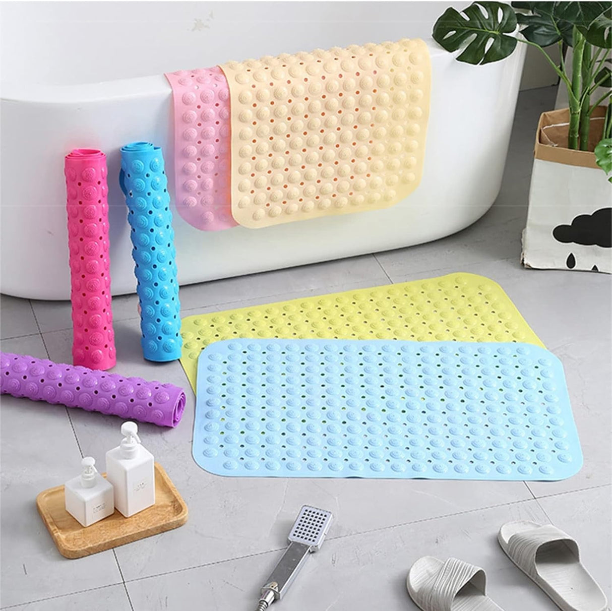 Shower Bathroom Mat Non Slip,Machine Washable, Extra Long Bathtub Mats