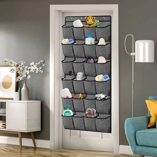 24 Large Pockets Over the Door Shoe Organizer with 4 Hooks