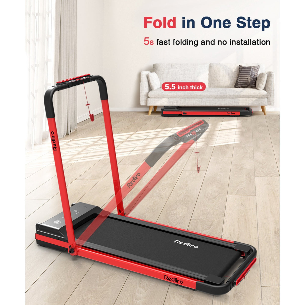 Under Desk Treadmill 2 in 1 Folding  Electric Walking Pad Running Treadmill Machine Portable for Home Gym Office Fitness Small Apartment Compact Lightweight