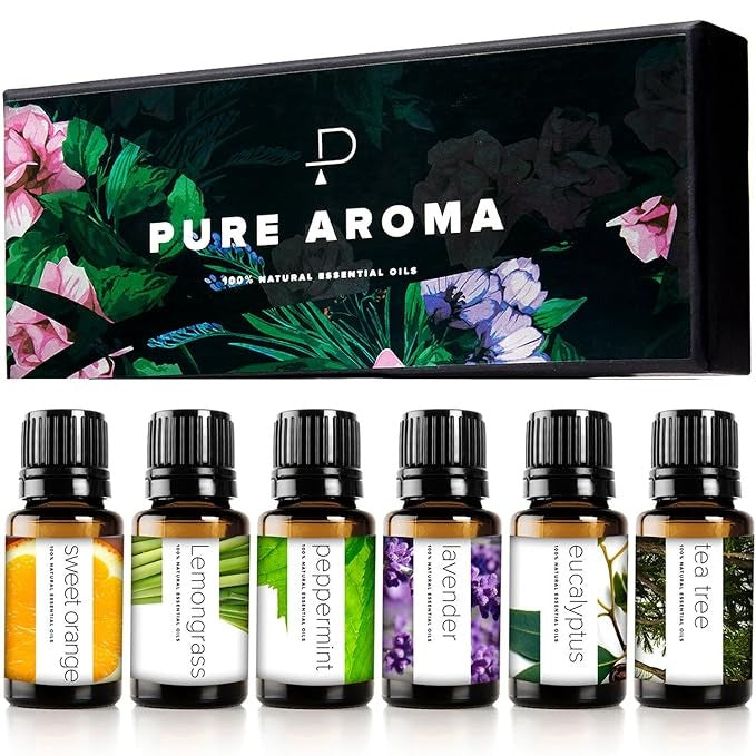 Essential Oils by Pure Aroma 100% Pure Oils Kit 6 Aromatherapy Oils Gift Set-6 Pack, 10ml