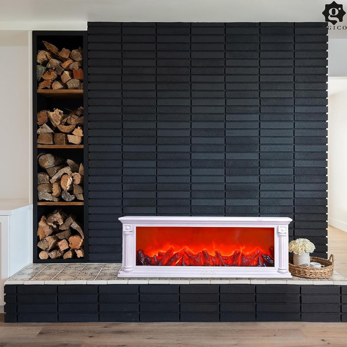 Artificial Fireplace with Realistic Log Wood Burning Flame Simulation Effect for Decoration