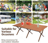 Folding Camping Picnic Table With Four Chairs, 120*60Cm, Camping Table Easy To Trap, Aluminum Roll Up Outdoor Camping Table, Portable Camping Table Travel.