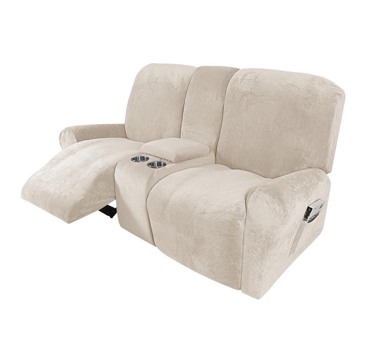 Recliner Velvet Reclining Sofa Slipcovers Cream 7 SEATER