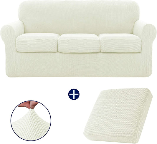 Jacquard Sofa Slipcovers  seater Cream White