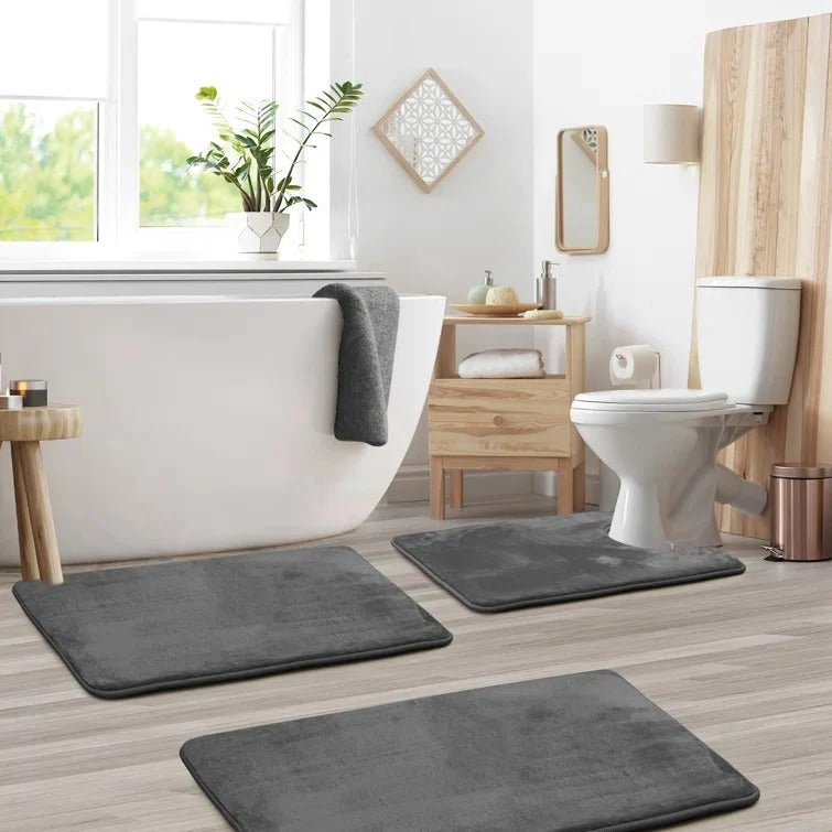 3 Pcs Memory Foam Bathroom Mat – Non-Slip Rugs