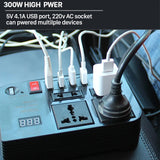 Portable Car Power Inverter Car Charging Adapter DC 12V to AC 220V 300W Converter 4USB Charger Outlet Socket Auto Accessories