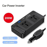 200W Car Power Inverter Dc to Ac 12V to 220V With 2 Ac ports and 4 USB outlets