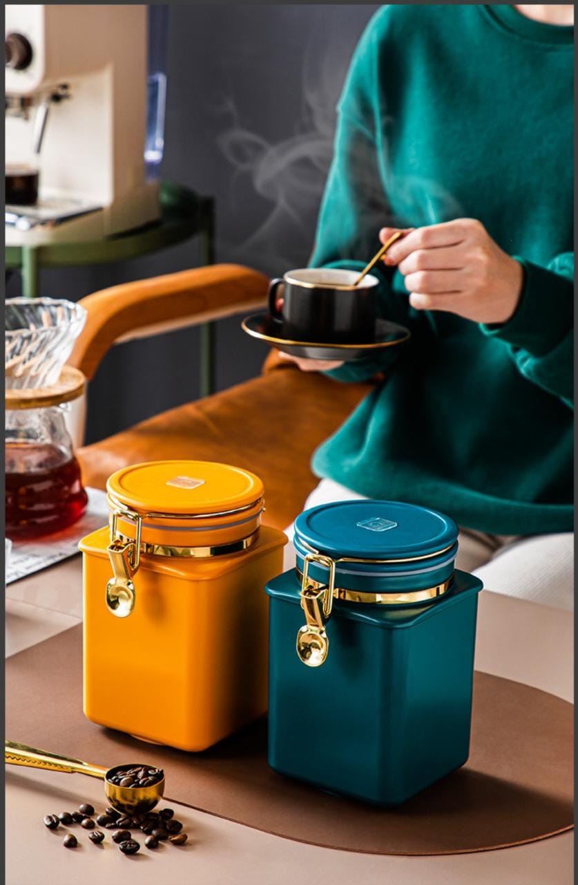 Coffee Jar Storage Jar Airtight, Coffee Container, for Coffee Beans Powder, Sugar Flour, Nuts  1.1 L