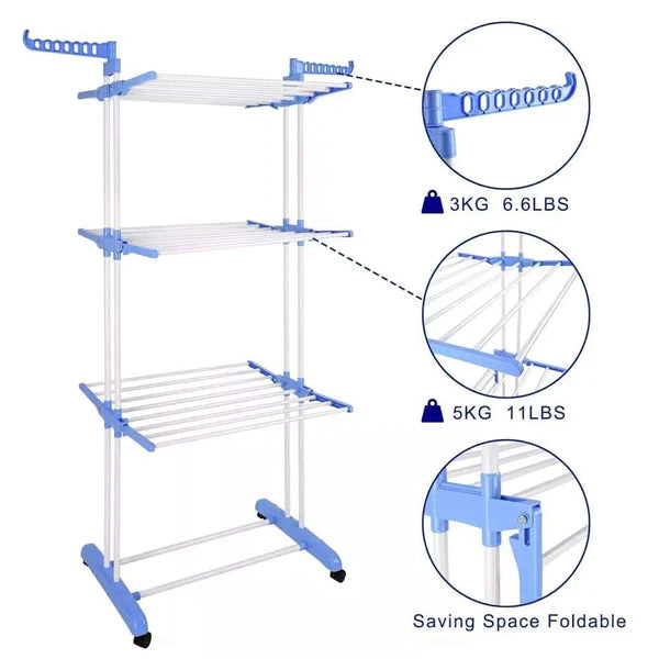 3 tier collapsible outdoor clothes Drying rack