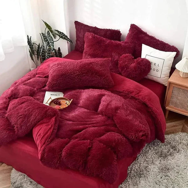 6pc Luxury Velvet Plush Fur Duvet set