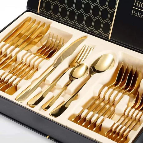 24pcs Gold cutlery Set