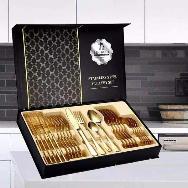 24pcs Gold cutlery Set