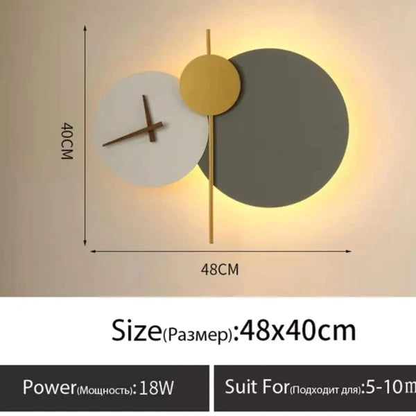 Nordic art clock design wall lamp