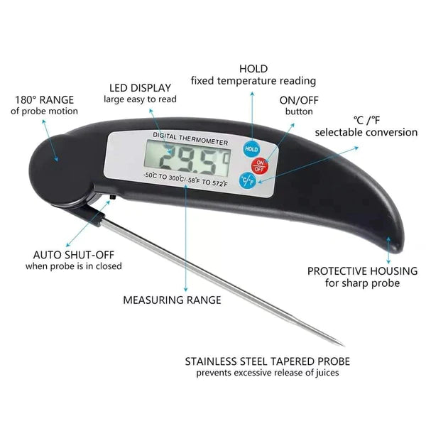 Battery operated barbeque thermometer