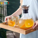 Clear Glass Carafe Jar with 4 glasses