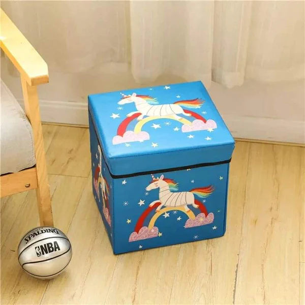 Cartoon themed foldable toy basket