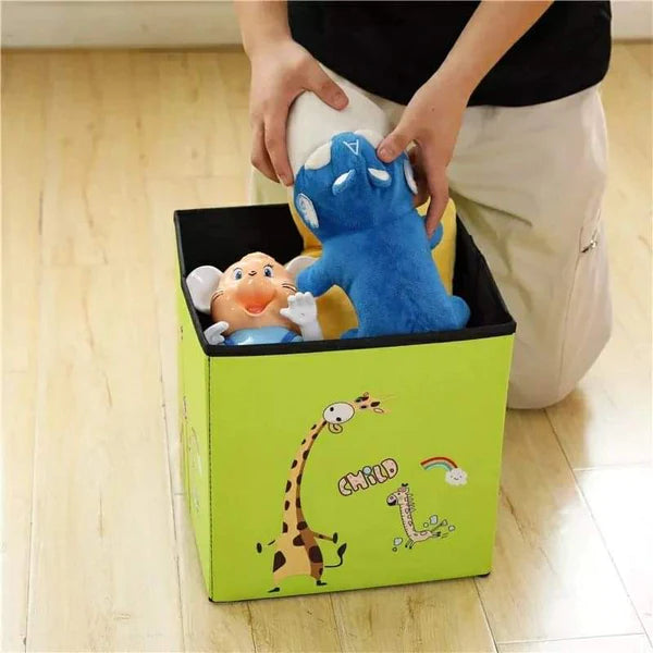 Cartoon themed foldable toy basket