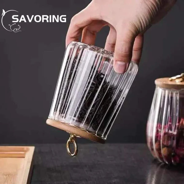 Transparent glass storage jars