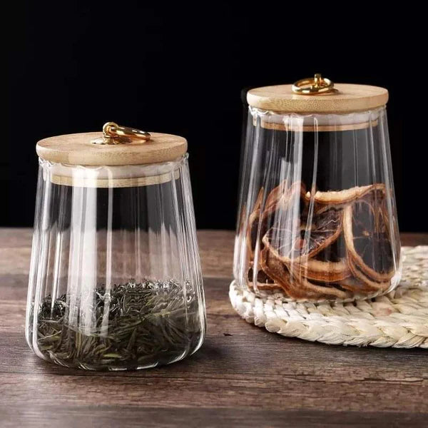Transparent glass storage jars