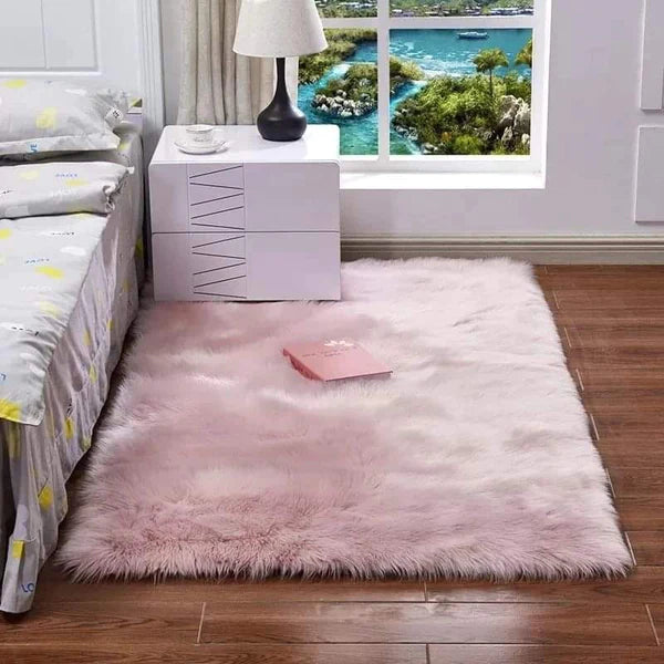 Faux fur bedside mat