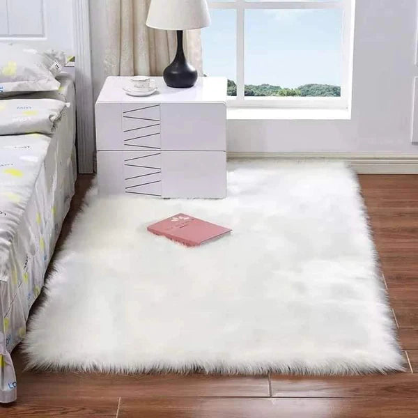 Faux fur bedside mat