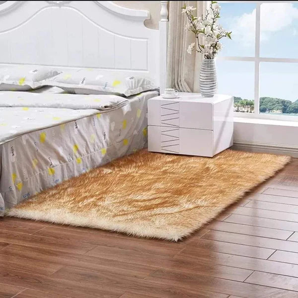 Faux fur bedside mat