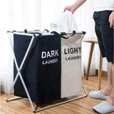 2 compartment foldable and portable laundry basket