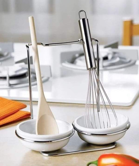 2in1 Ladle/serving spoon holder with ceramic bowl