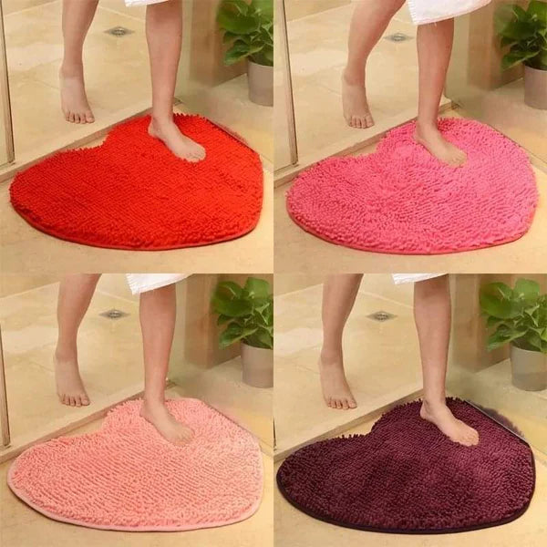 Chenille Love Shaped Bathroom Door Mats