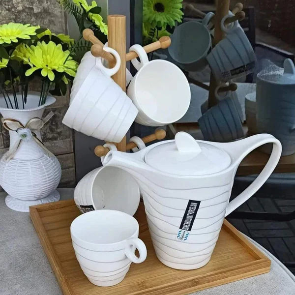 Tea set with bamboo stand